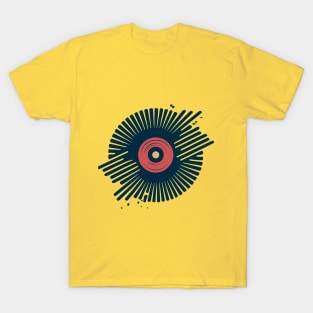 Vinyl LP Music Disk with Floral Design T-Shirt